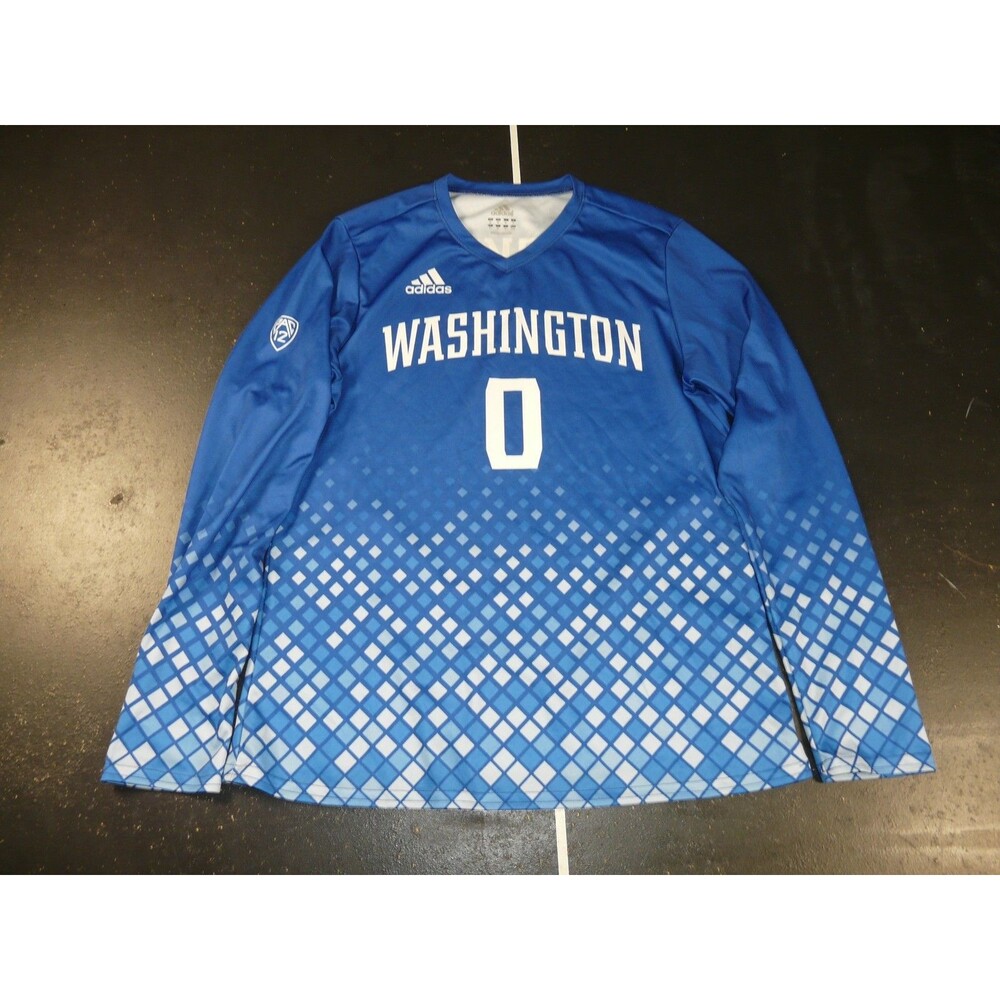 UW Washington Huskies PAC 12 Adidas Blue Long Sleeve Soccer Jersey #0 Women's M